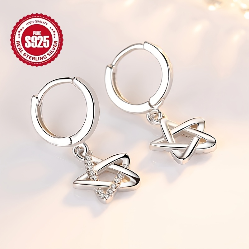 925 Silver Star Drop Earrings for Women